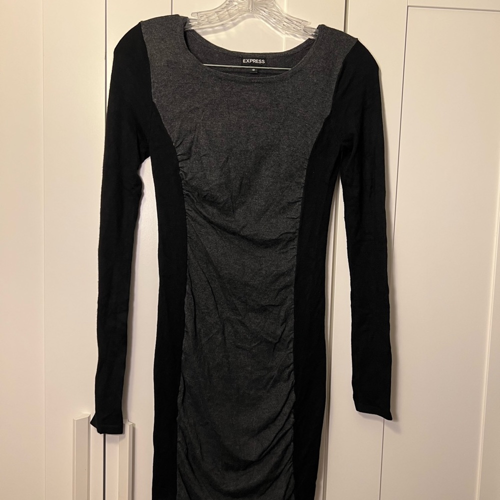 Express Black and Gray Long Sleeve Dress